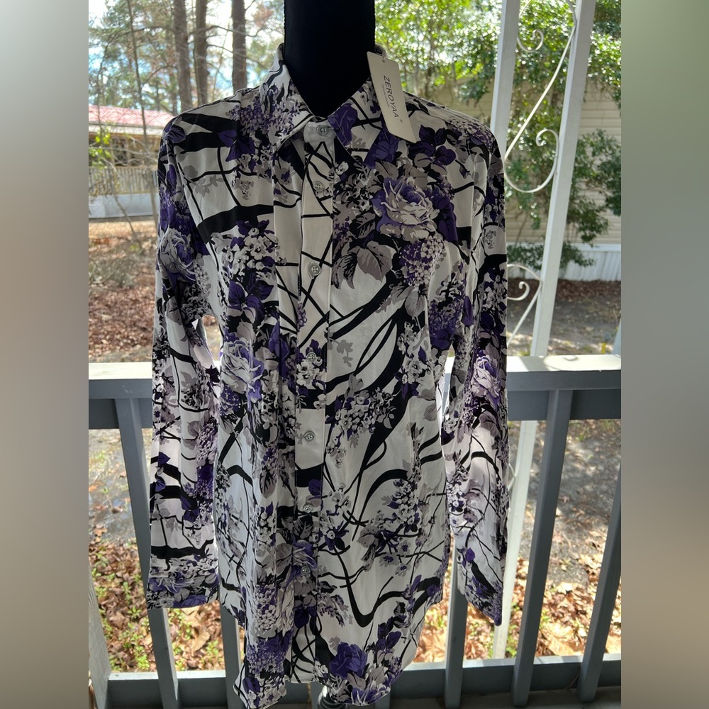 Zeroyaa Men’s Floral Dress Shirt
